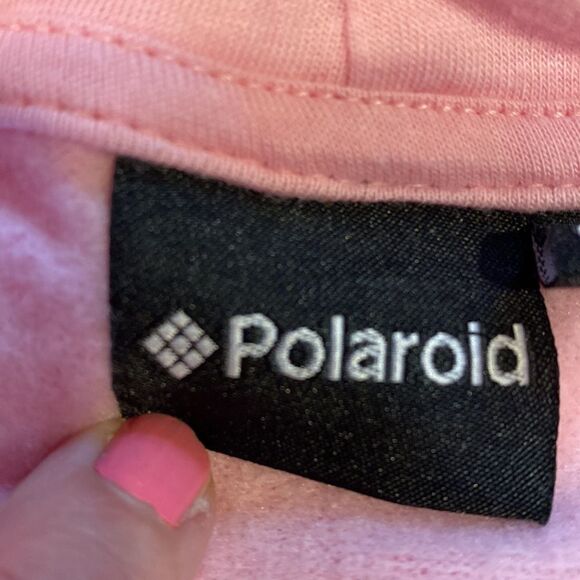 Polaroid Retro Pink Popover Kangaroo Hoodie Size XL - Picture 9 of 11